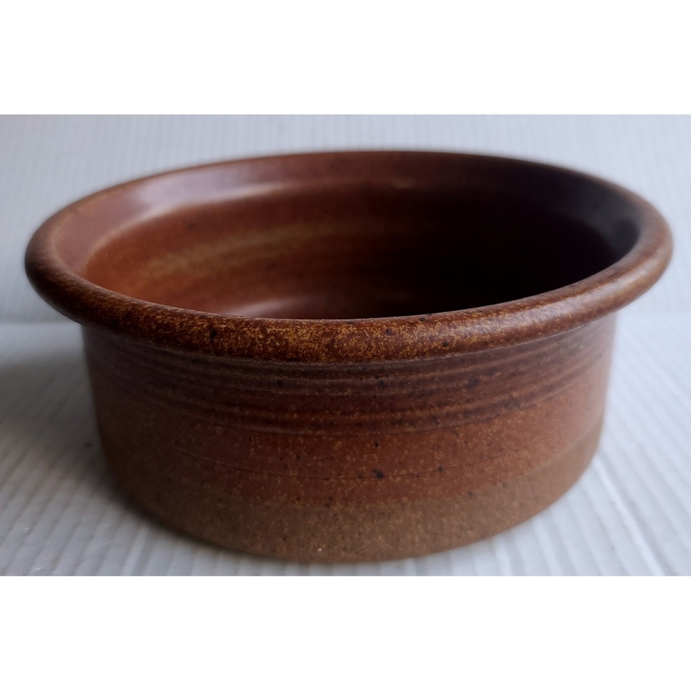Hand Thrown Pottery Terracotta Speckled Brown Stoneware Bowl Planter Signed 8.5" - Picture 5 of 9